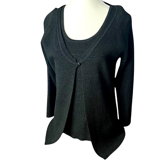 Chico’s Cardigan Set Travelers Slinky Metallic with Tank Top  Size 1 - Picture 1 of 5